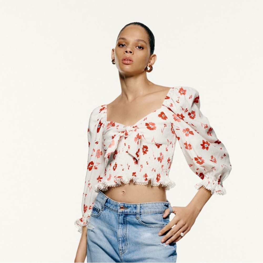 Zara printed linen top